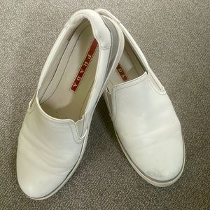 Prada skater white leather sneakers size 39 1/2.